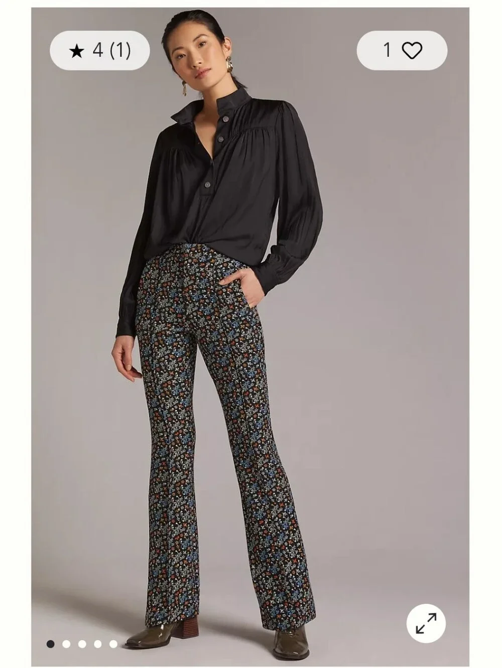 Scotch & Soda Black  Floral Structured  Bootcut Pants